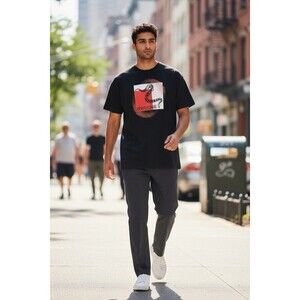 Roberto Cavalli Men's T Shirt Size M Black Graphic Snake Red